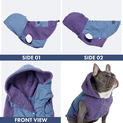 Spark Paws Reversible Dog Sweater, Sherpa Jacket Vest with Warm Fleece Lining, Warm Coat for