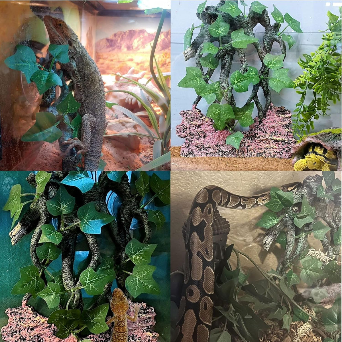 BNOSDM Reptile Climbing Branch,Crested Gecko Climb Corner Branch with Suction Cup,Bearded Dragon