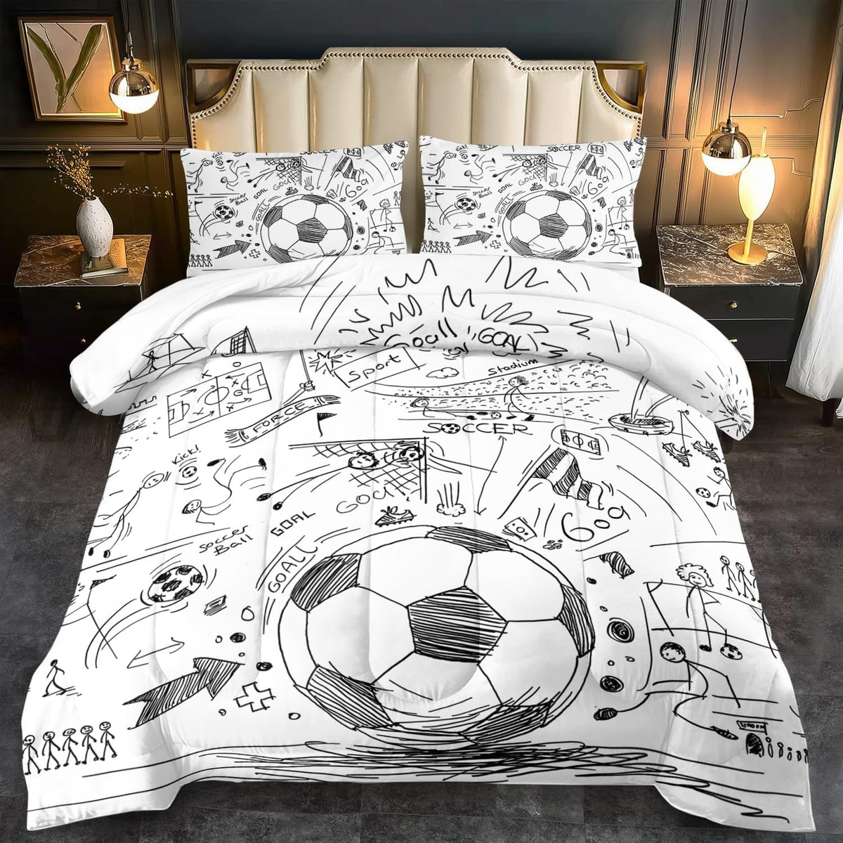 Football Sports Comforter Sets for Boys Queen,Soccer Comforter Sport Bedding for Boys Room,Gaming