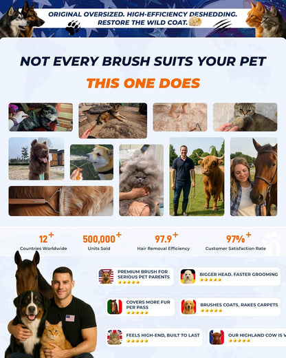 Oversized 2-Sided Dog Brush For Shedding Undercoat Rake for Dogs & Cats & Horses, Remove