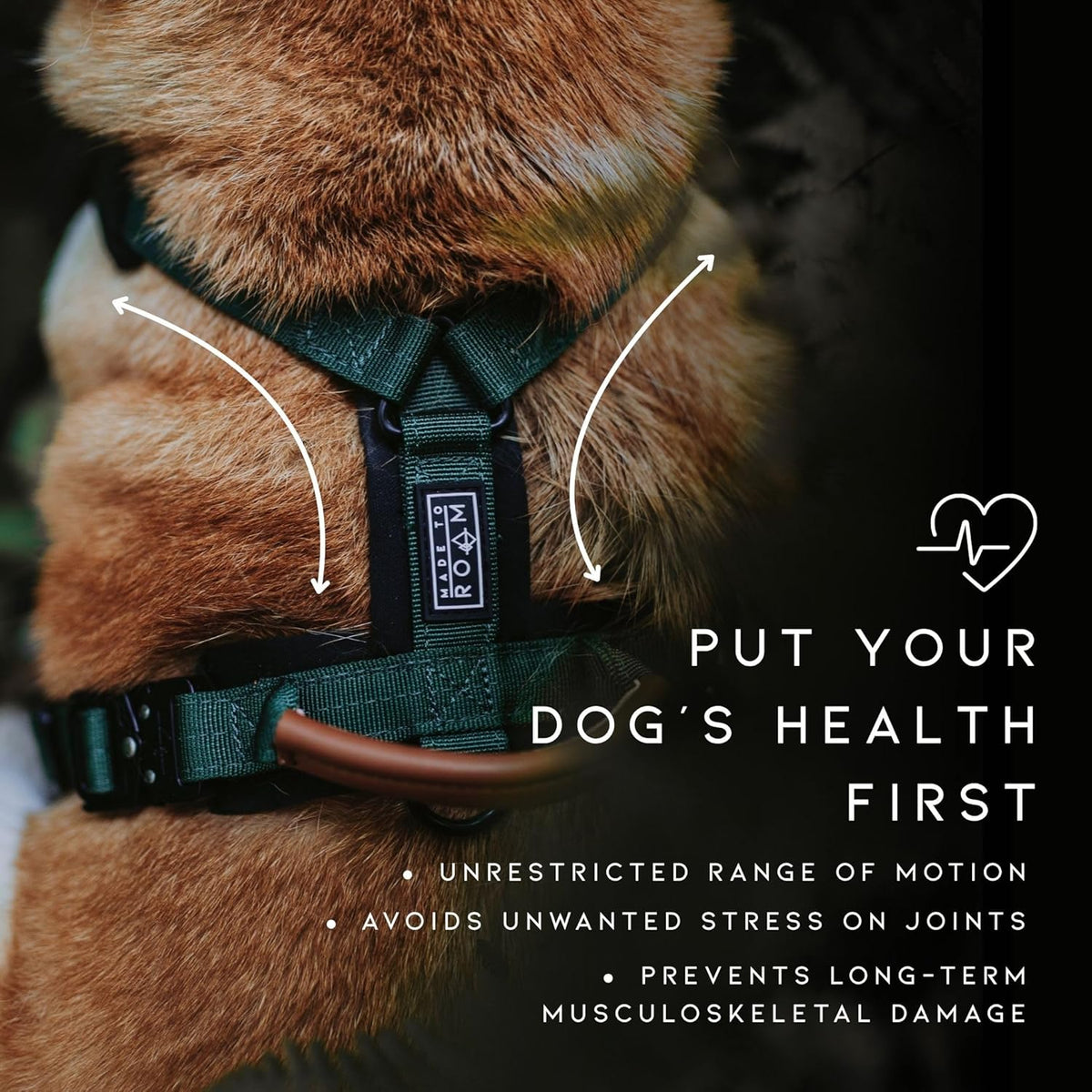 MADE TO ROAM Premium Explorer Harness - Y-Shaped Dog Harness with Adjustable Durable Nylon, Soft