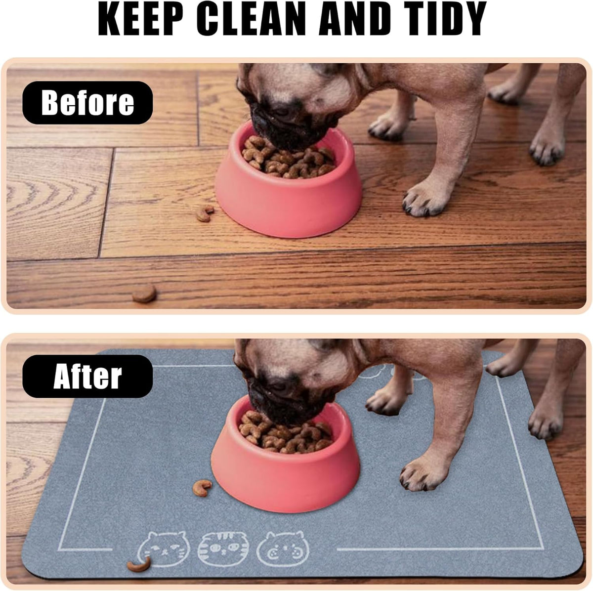 YCT Cat Pet Food Mat - Non-Slip Bottom Absorbent Quick Dry Feeding Mat for Dogs and Cats - Pet
