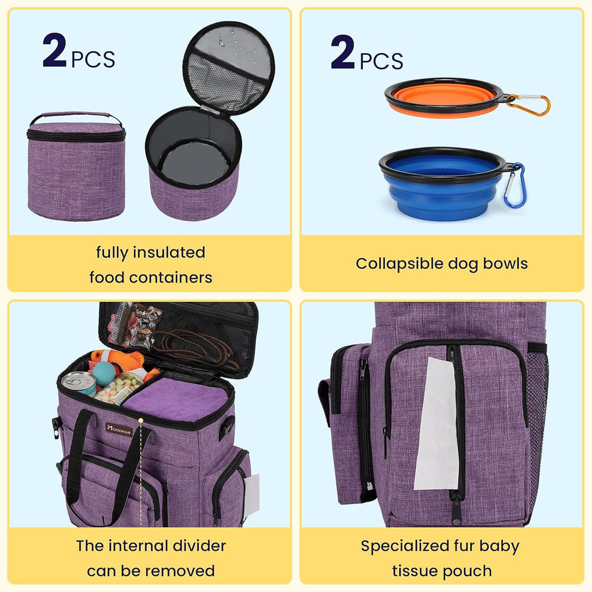 Modoker Dog Travel Organizer Carriers for Supplies & Accessories, Airline Approved Cat Pet Travel