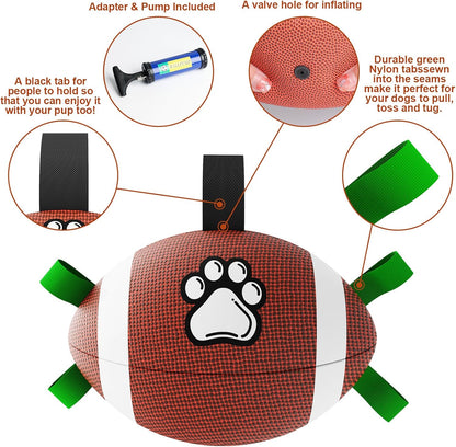 QDAN Dog Toys Football, Interactive Dog Toys for Tug of War,Superbowl Football Party Decorations