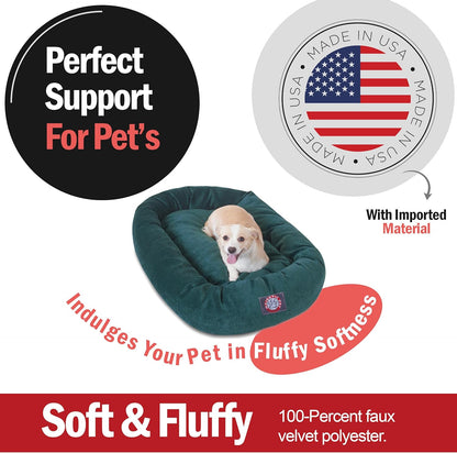 Majestic Pet 32 Inch Micro Velvet Calming Dog Bed Washable 32x23x7 (inch) – Cozy Soft Round Donut