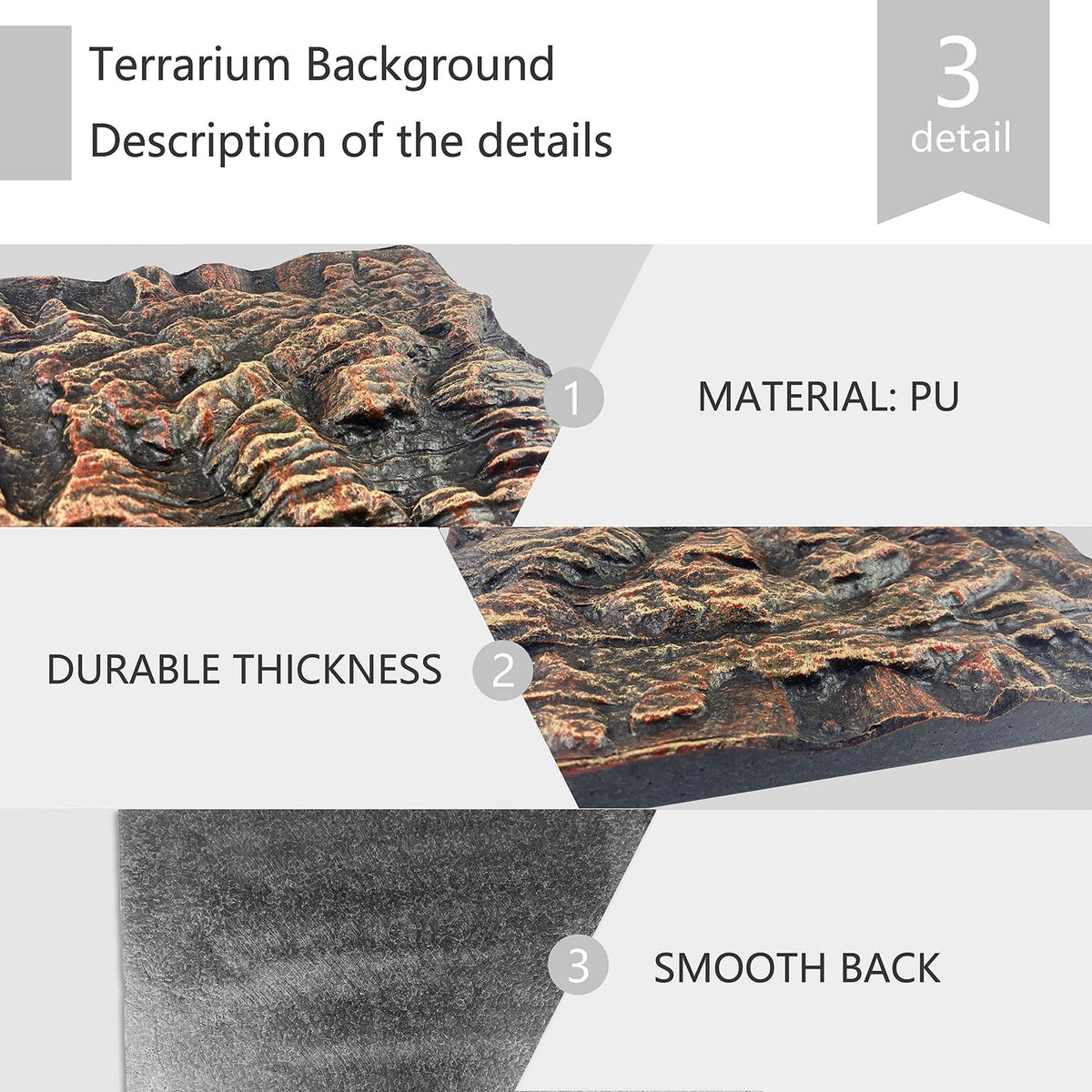 4pcs Rock Terrarium Background,3D Reptile Tank Background Board,Amphibian Stereo Backdrop