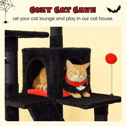 MWPO Gothic Cat Tree for Indoor Cats, 63.8 Inches Multi-Level Cat Tower with Sisal-Covered