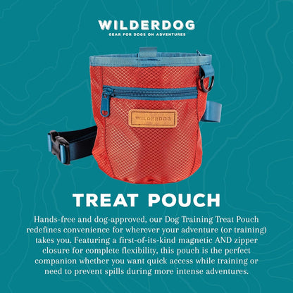 Wilderdog Dog Training Treat Pouch with Magnetic and Zipper Closure, Carabiner Attached, Adjustable