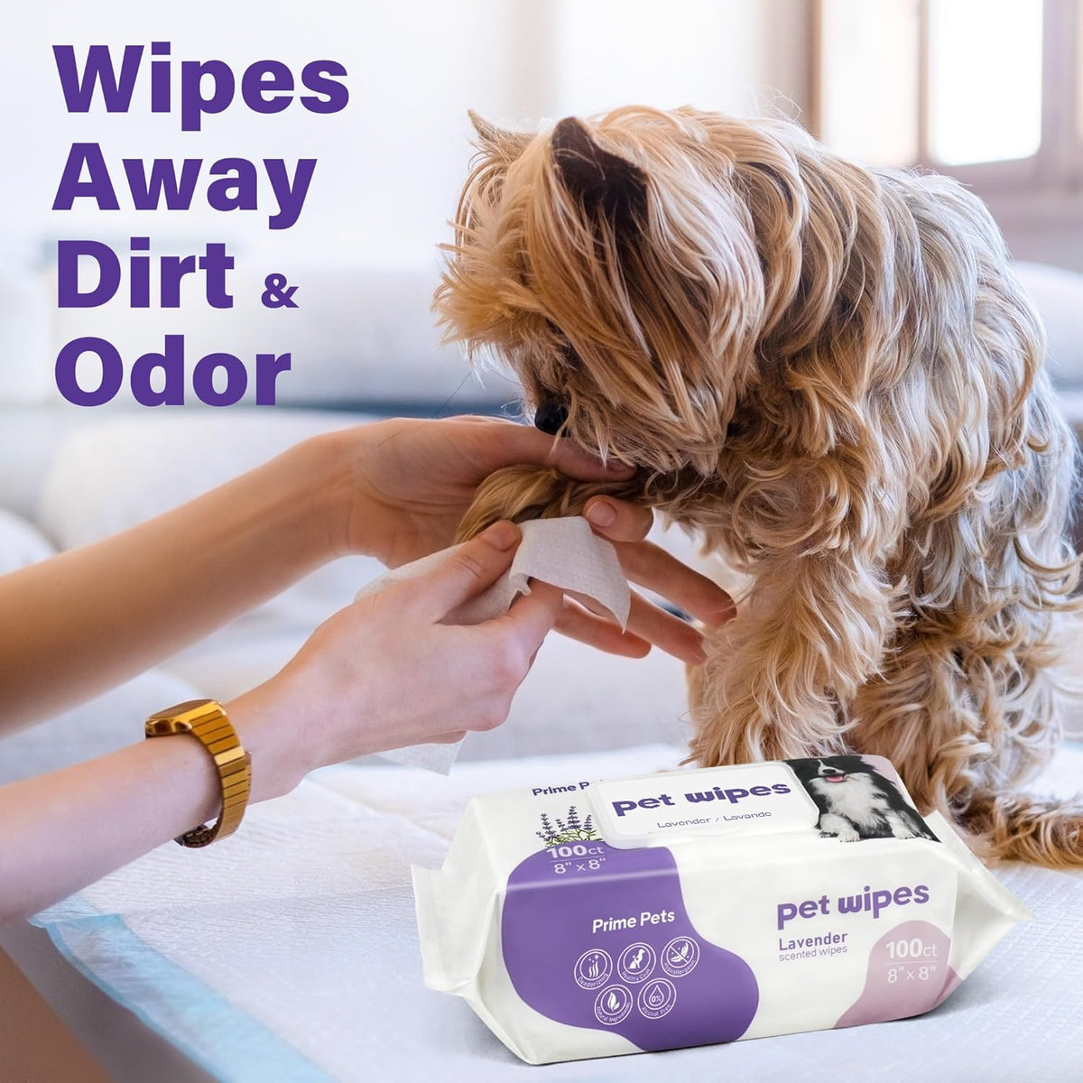 PrimePets 400pcs Dog Wipes for Paws and Butt, Large Pet Wipes for Dogs, Dog Wipes Cleaning