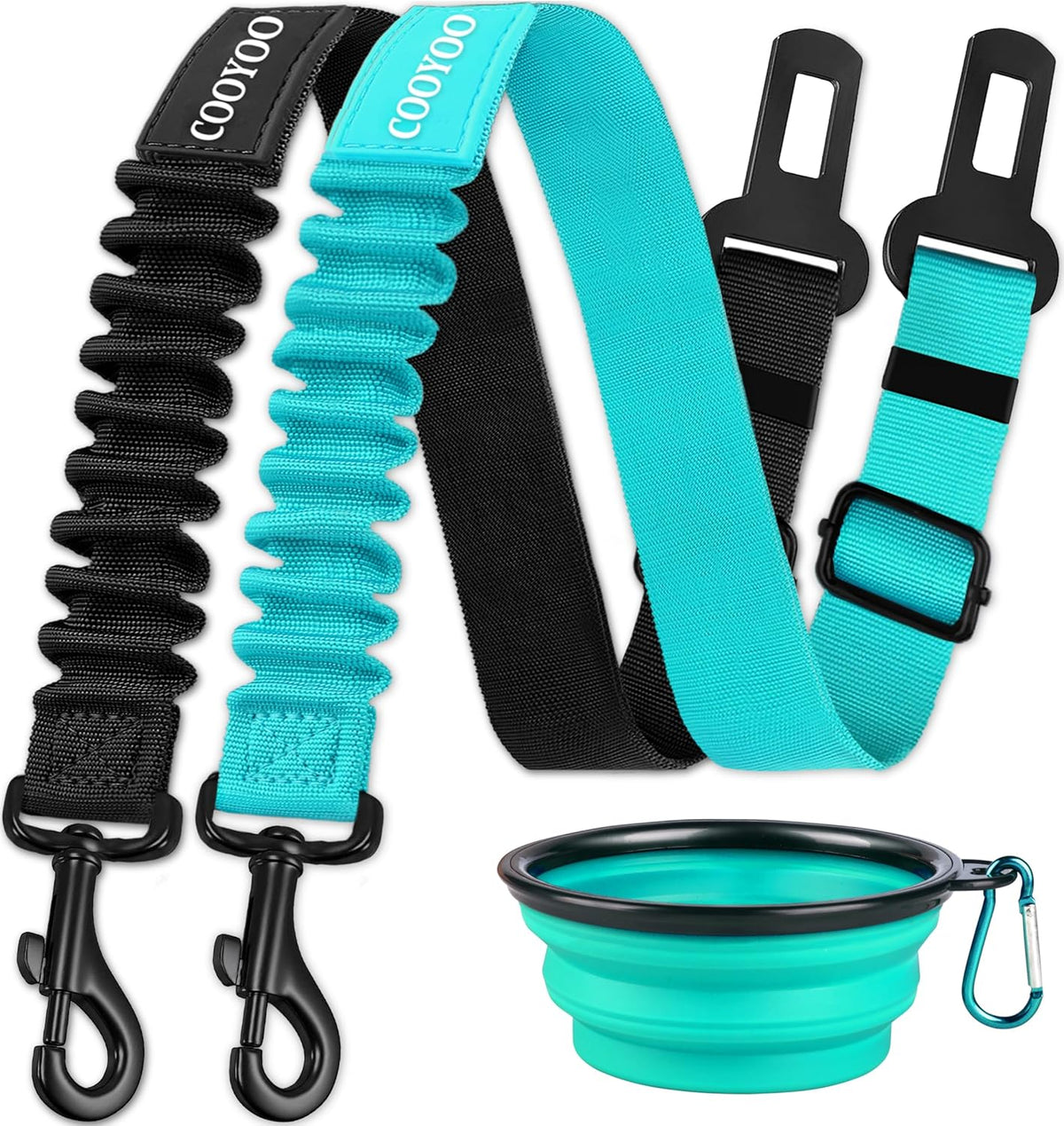 COOYOO Dog Seat Belt,3 Piece Set Retractable Dog Car Harness Adjustable for Vehicle Nylon Pet