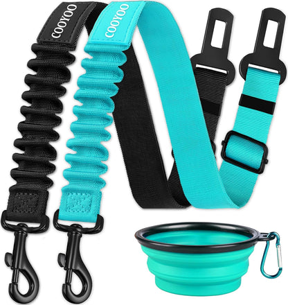 COOYOO Dog Seat Belt,3 Piece Set Retractable Dog Car Harness Adjustable for Vehicle Nylon Pet