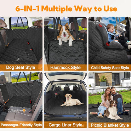Kytely Dog Car Seat Cover for Back Seat,600D Heavy Duty Dog Hammock for Car with Side Flap,100%