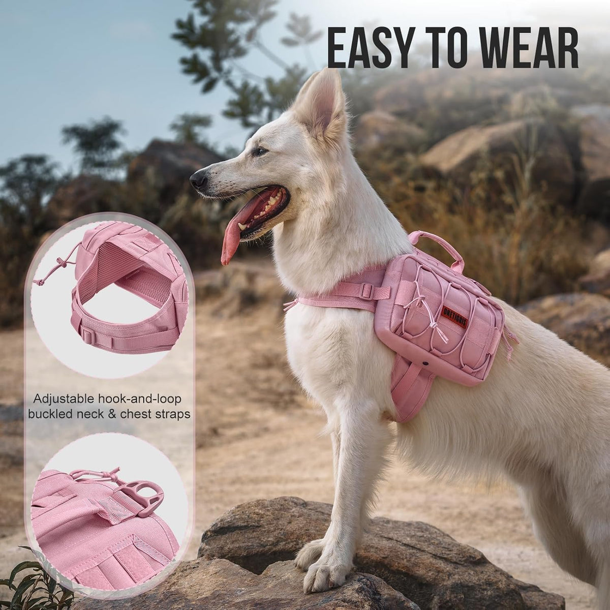ONETIGRIS Dog Backpack for Medium & Large Dogs, Nylon Backpack for Dogs Tactical Pet Backpack with