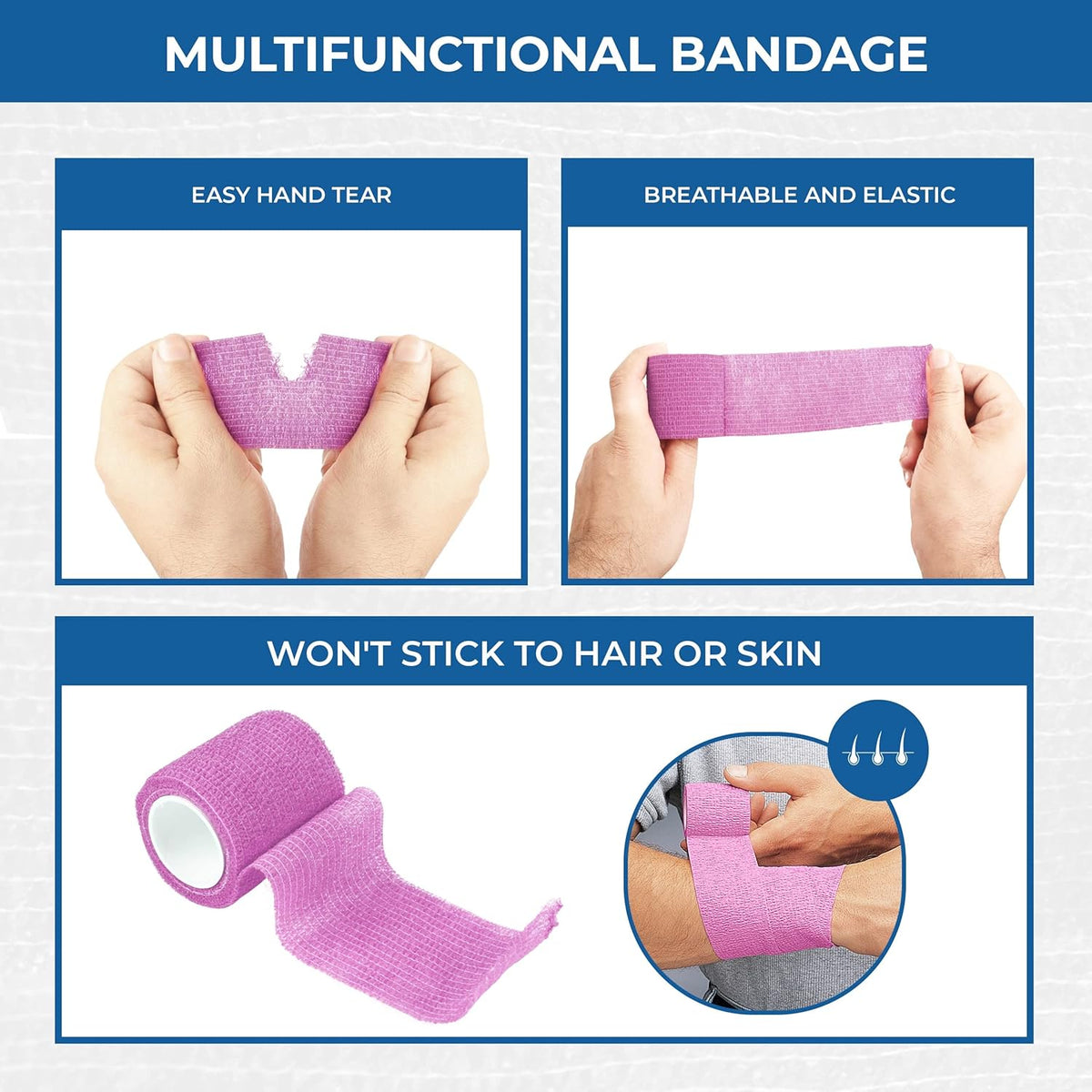 Self Adhesive Bandage Wrap - Pack of 24, Assorted Colors, Non-Woven, Breathable & Water-Resistant