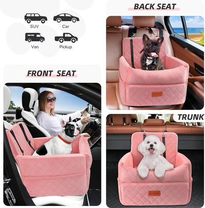 Dog Car Seat for Small Medium Dogs, Memory Foam Puppy Dog Booster Seat with Thick Cushion for Dogs
