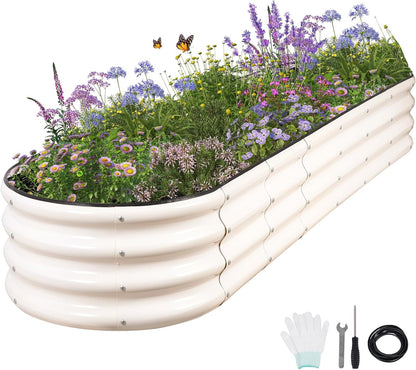Galvanized Raised Garden Bed - 8x2x1FT Metal Planter Boxes Outdoor | Oval Steel Raised Bed Kit for