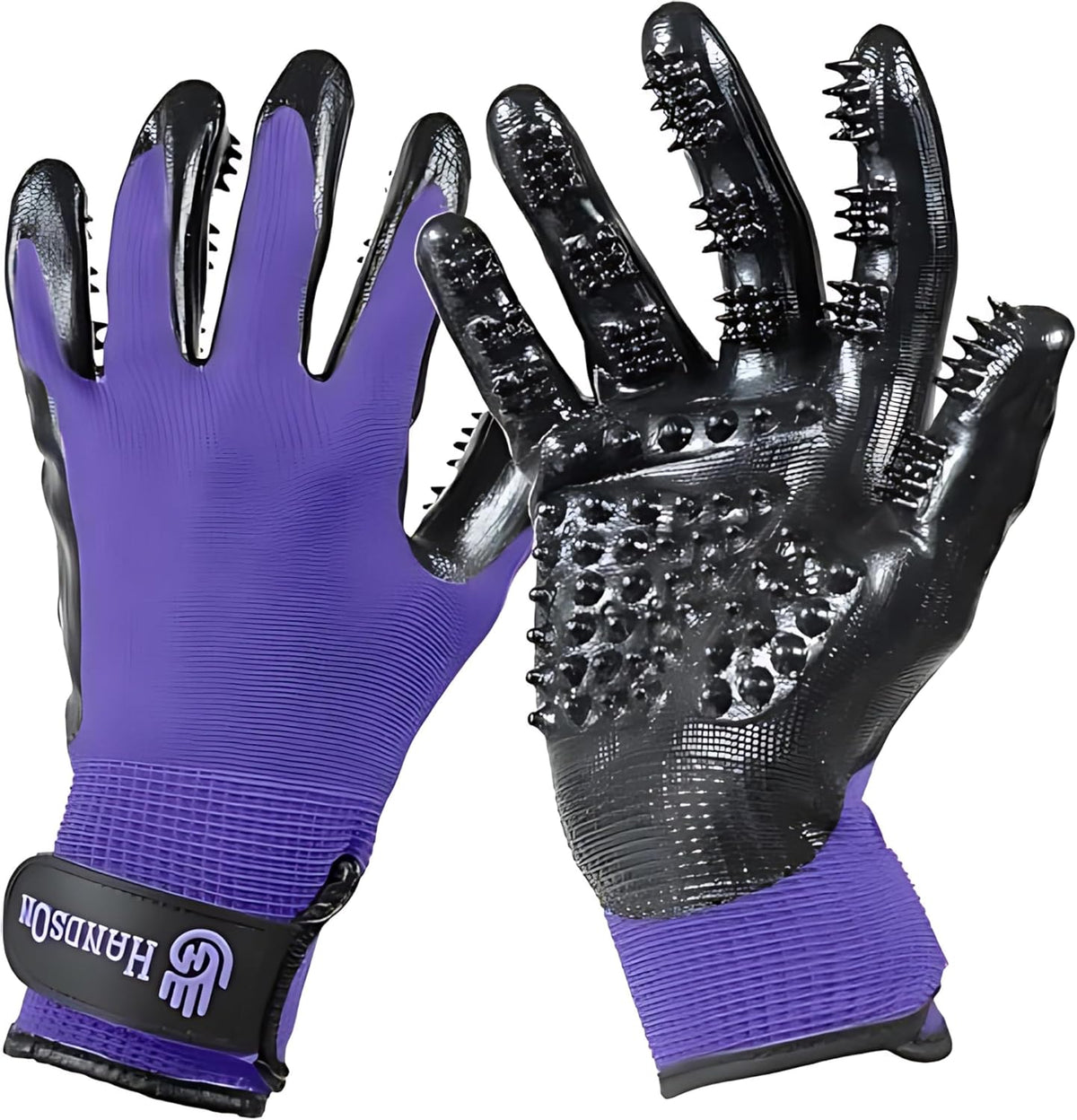 H HANDSON Pet Grooming Gloves - Patented #1 Ranked, Award Winning Shedding, Bathing, & Hair Remover