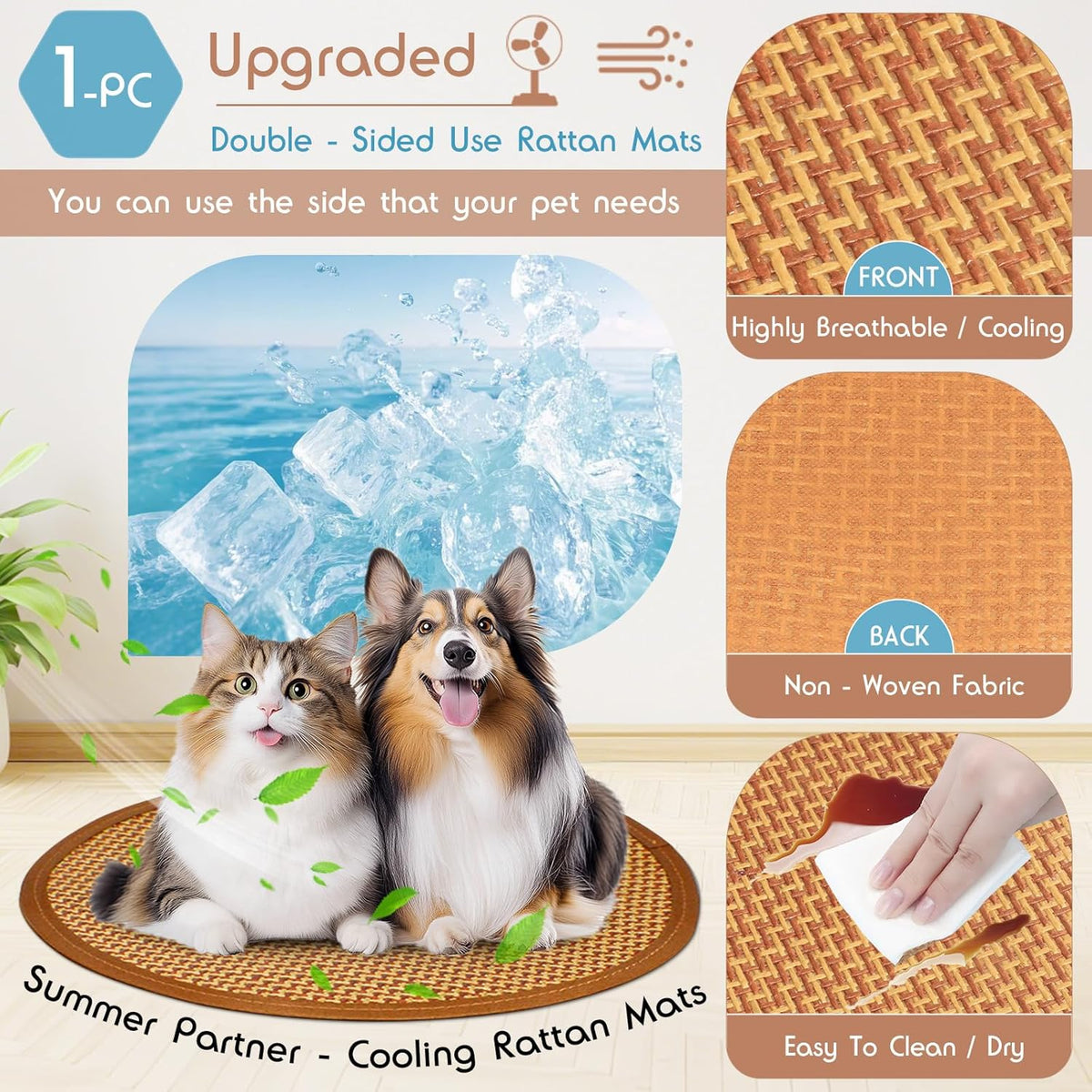 16" Dog& Cat Teepee Tent +20" Pet Cooling Mat +10ft Star String Light [2-Modes],Cotton Thicked Soft