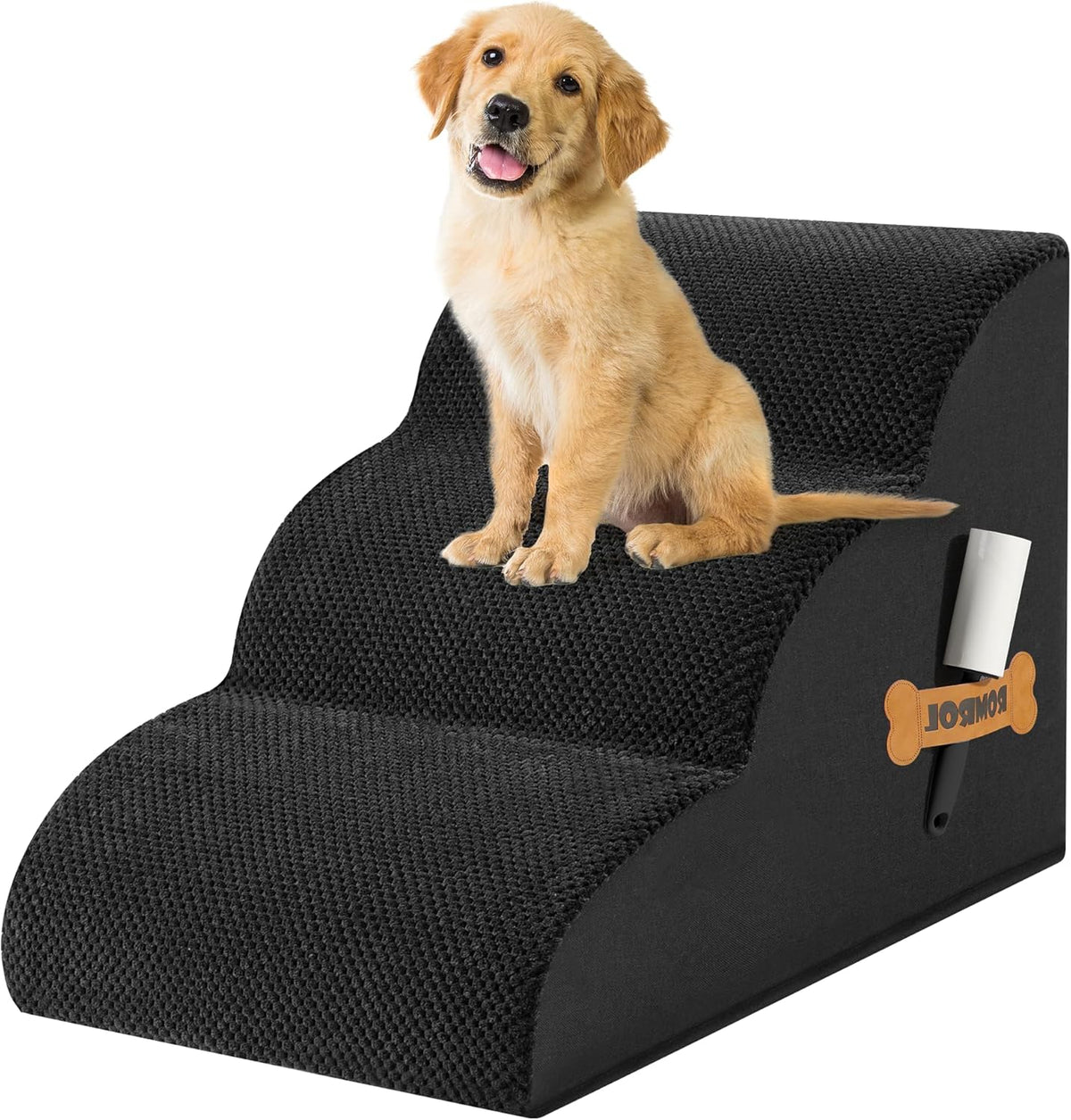 Romrol Dog Stairs Ramp for High Beds Couches, High Density Foam Pet Steps with Durable Non-Slip