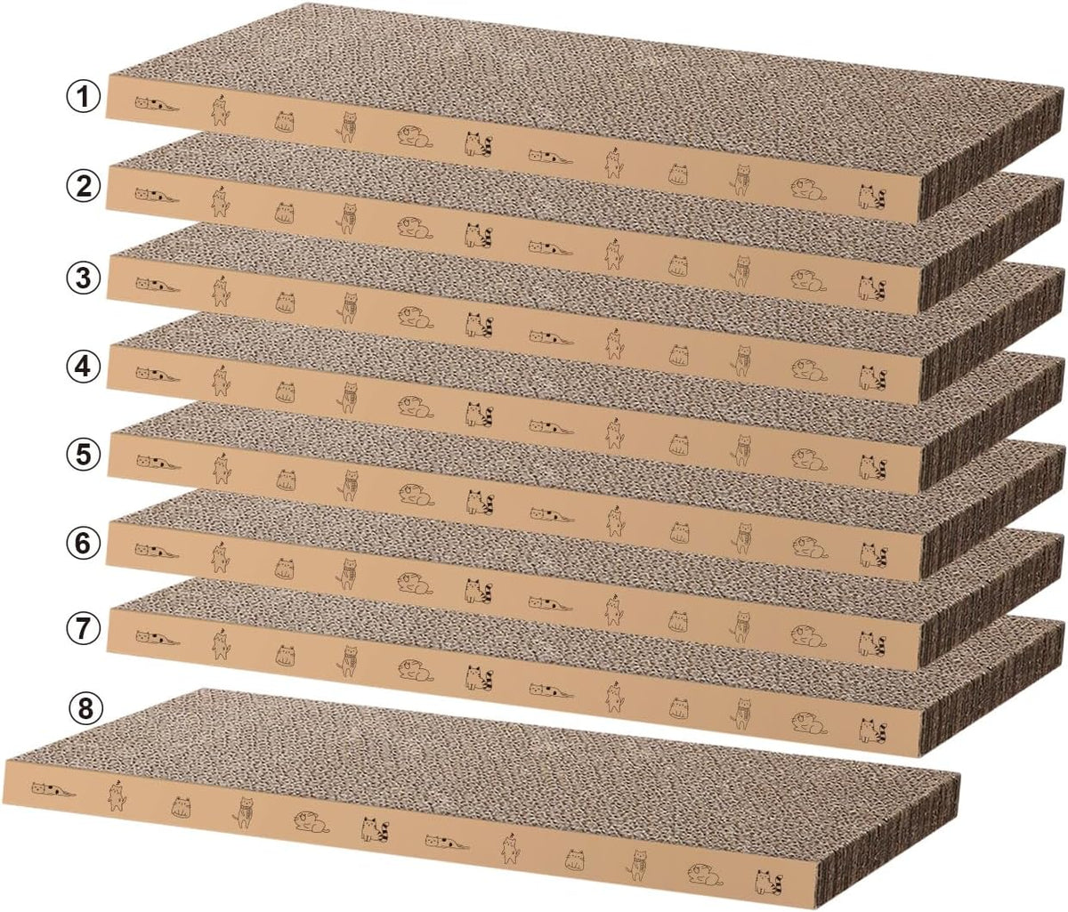 8 Packs in 1 Cat Scratch Pad, Cat Scratcher Cardboard,Reversible,Durable Recyclable Cardboard