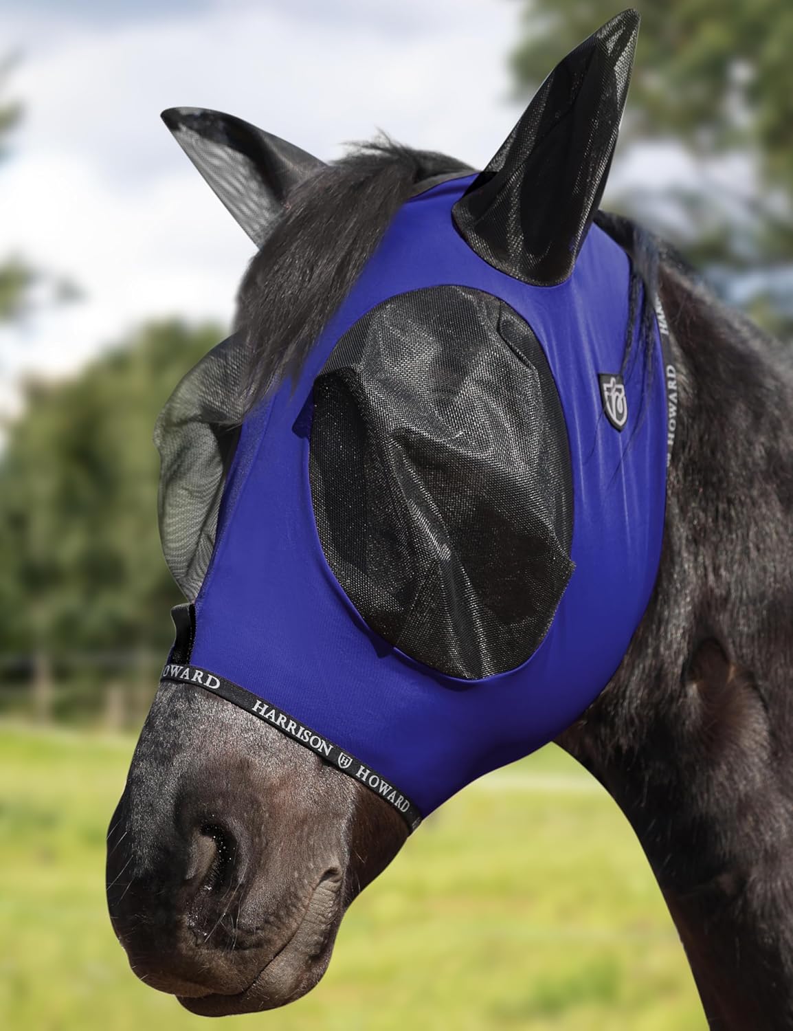 Harrison Howard Horse Fly Mask with Forelock Opening Stretch Breathable and Comfortable for Horses
