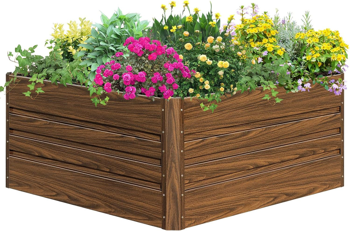 SnugNiture Galvanized Raised Garden Bed 4x4x2FT Outdoor Large Metal Planter Box Steel Kit for