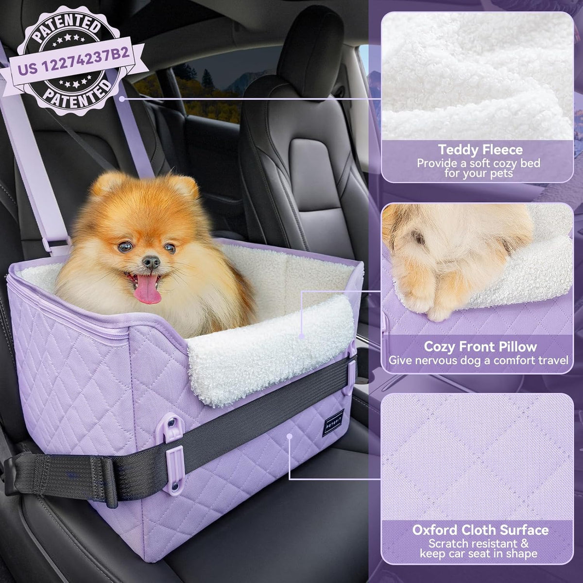PETSFIT Dog Car Seats for Small Dogs, Patent Safe Buckles Cat Car Seat, Car Seat for Dogs with