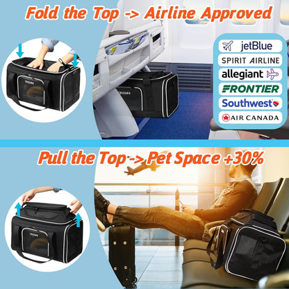 Petskd Top-Expandable Pet Carrier 17x12x8.5 Inches JetBlue Allegiant Spirit Airline Approved