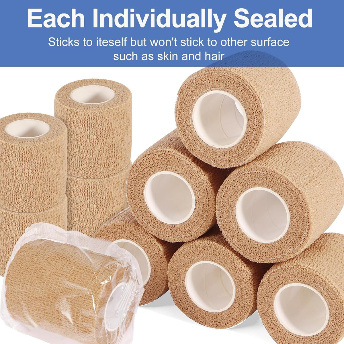 LDIWEE 24 Pack Self Adhesive Bandage Wrap, 2" X 5 Yards Cohesive Bandage Wrap Medical Tape Elastic