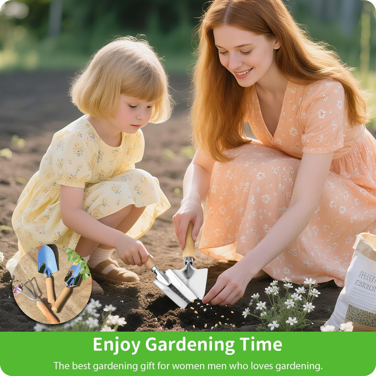 Garden Tool Set, 3 Pieces Gardening Kit with Garden Plant Twist Tie and Plastic Plant Tag