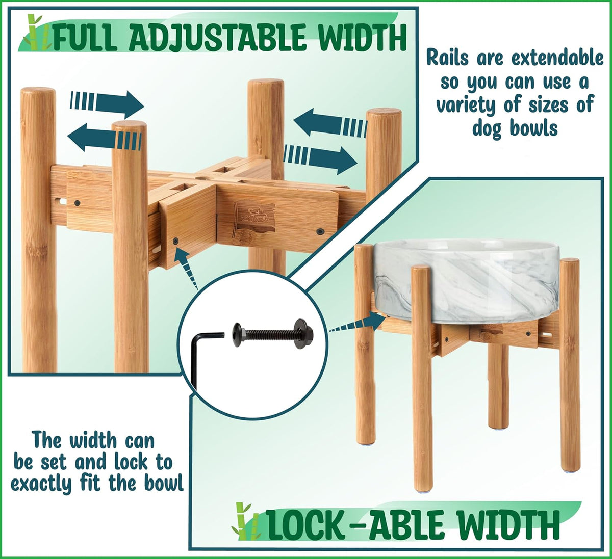 Dog Bowl Stand for Large Dogs - Raises Feeders and Bowls to 12-inch High, Expandable Sideways