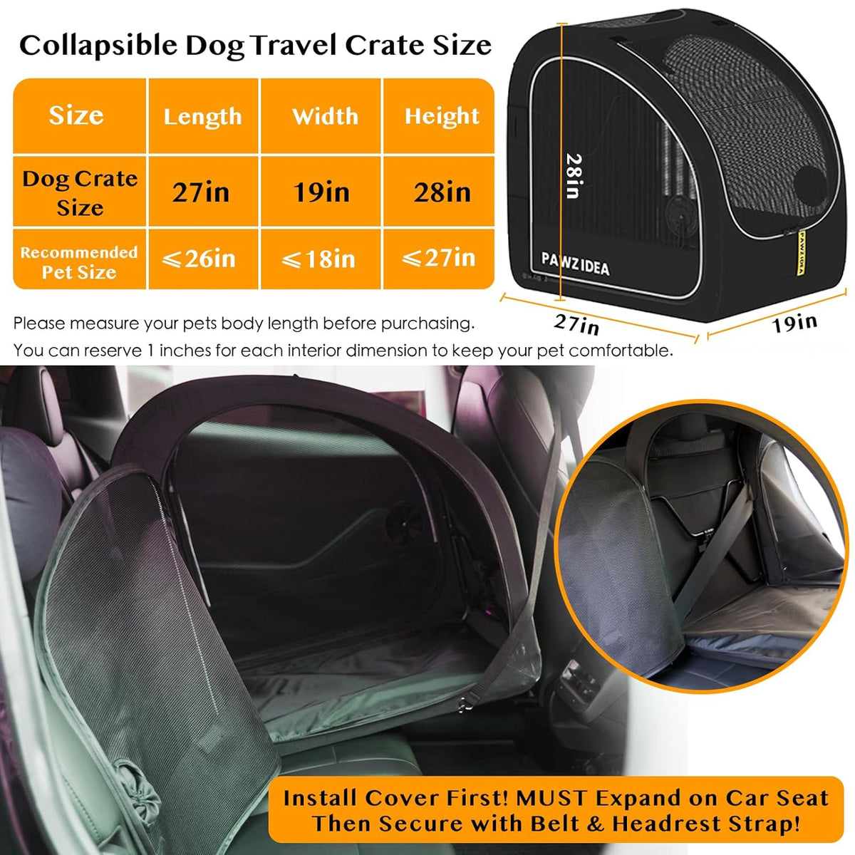 PAWZIDEA Dog Stroller for Large Dogs, Pet Stroller with Detachable Carrier for Portable Dog Crate