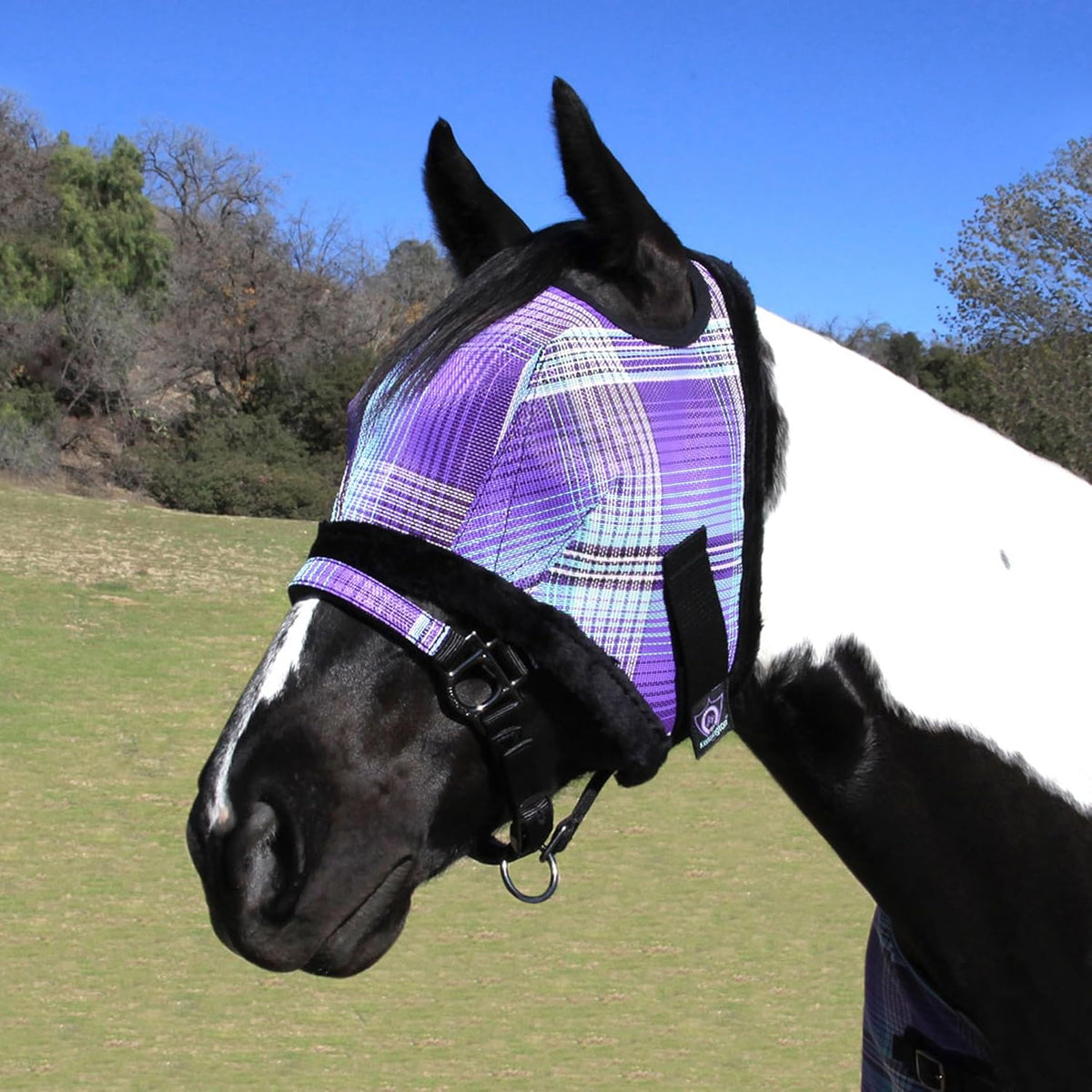 Kensington Fly Mask with Fleece Trim for Horses — Protects Face and Eyes from Flies and Sun Rays