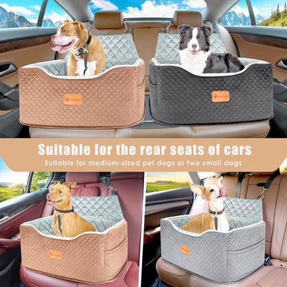 Memory Foam Booster Dog Car Seat Medium Dogs, Elevated Pet Car Seat Under 45 LBS, Detachable