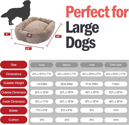 Majestic Pet 40 Inch Micro Velvet Calming Dog Bed Washable – Cozy Soft Round Dog Bed with Spine for