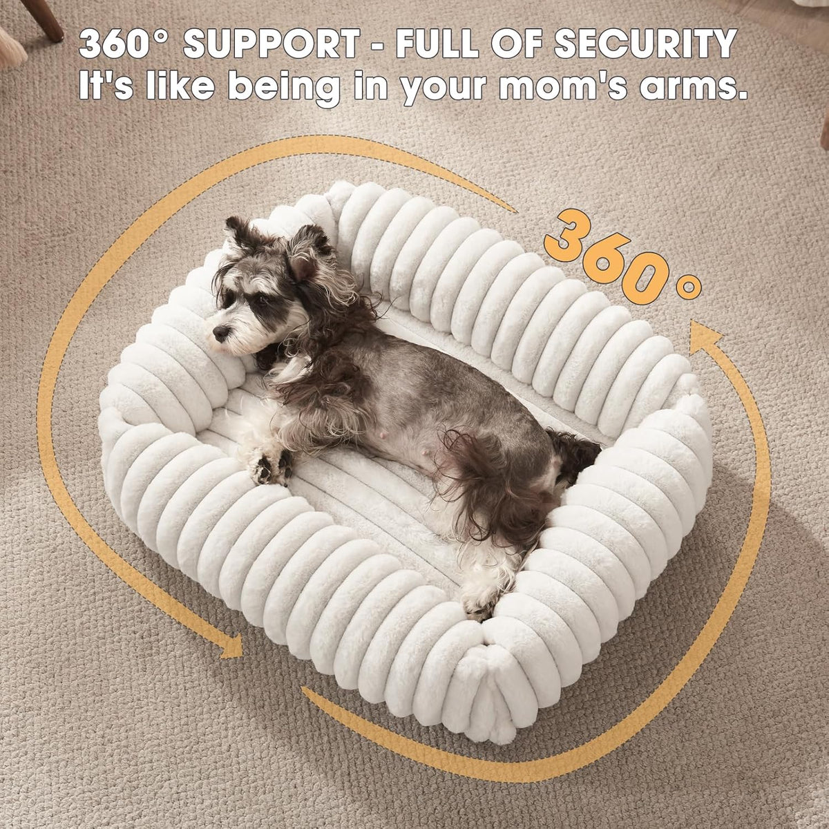 Dog Beds for Small Dogs, Washable Dog Bed with Removable Cover, Rectangle Soft Calming Sleeping