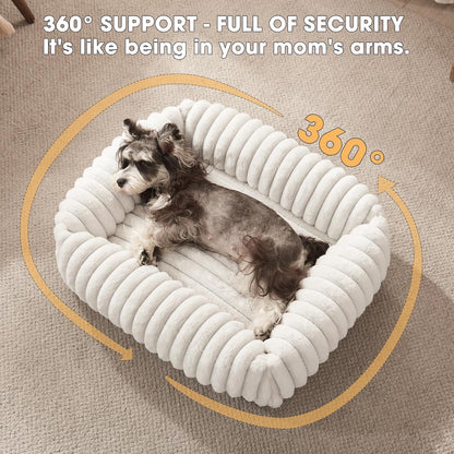 Dog Beds for Small Dogs, Washable Dog Bed with Removable Cover, Rectangle Soft Calming Sleeping