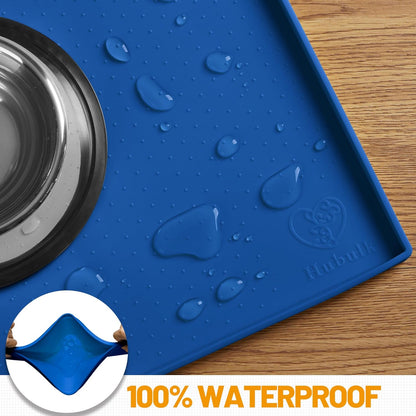 Hubulk Dog Feeding Mat,100% Waterproof Food Grade Silicone Pet Food and Water Bowl