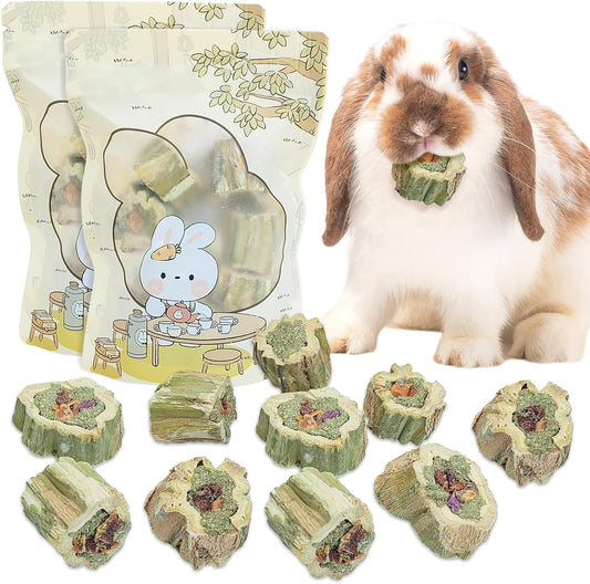 Fhiny Rabbit Chew Toys Natural Baked Papaya Wood Bunny Molar Treats Contain Alfalfa Grass Apple