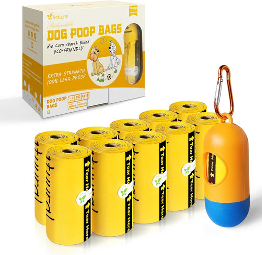 Dog Poop Bags-150 Counts with Holder (10 Rolls), Biodegradable Poop Bags, Eco-friendly and Easy to