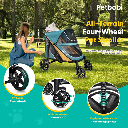Petbobi Dog Stroller for Medium Dogs - Easy Fold Dual Entry Pet Stroller with One-Foot Brake, All