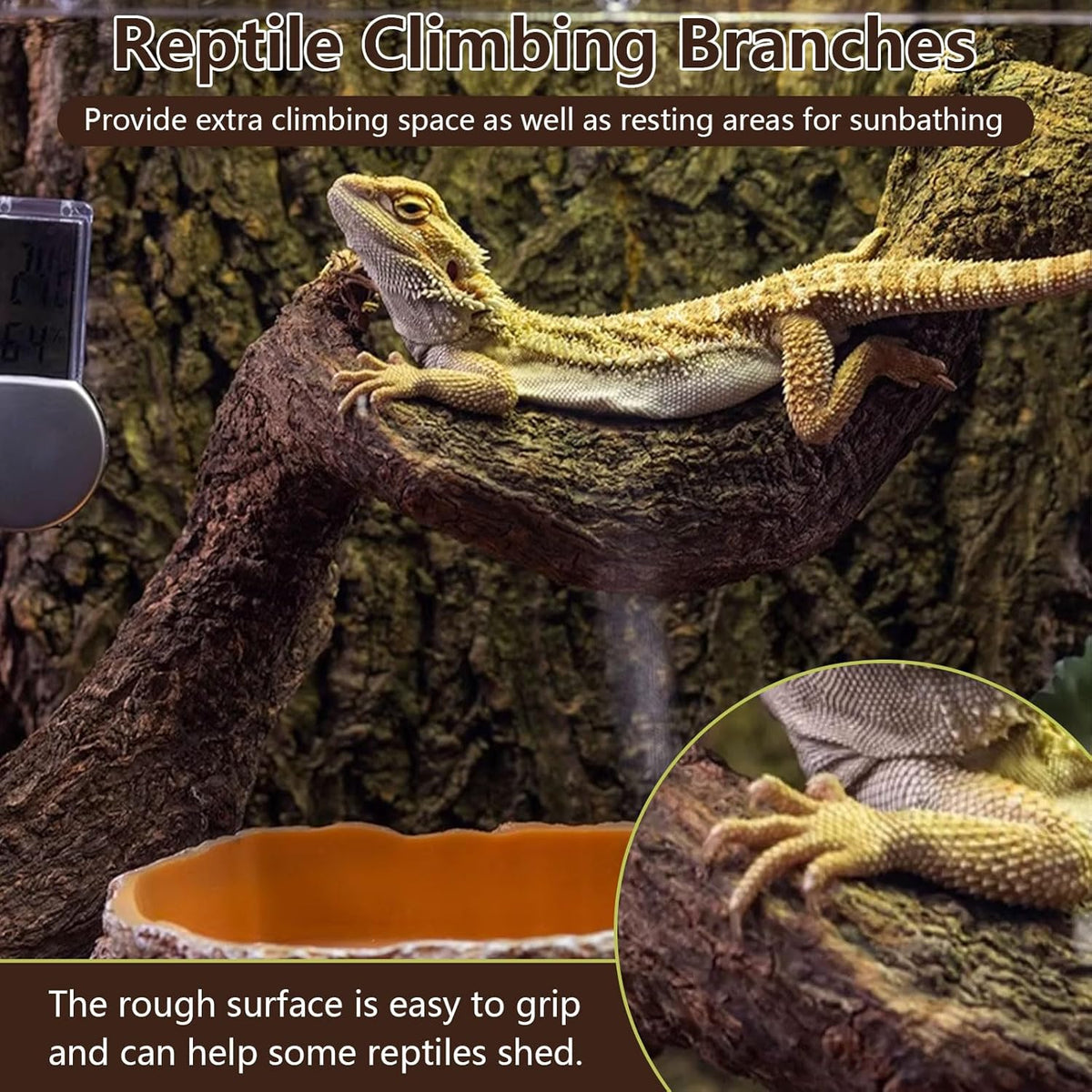 BNOSDM 3Pcs Reptile Climbing Branches Decor,Snake Climbing Branch,Gecko Climb Wood,Lizard Forest