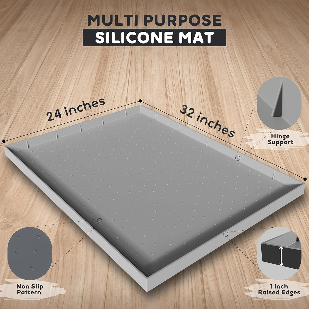 32x24x1” XL Dog Food Mat - All Purpose Under Sink Liner, Washer and Dryer Covers for The Top