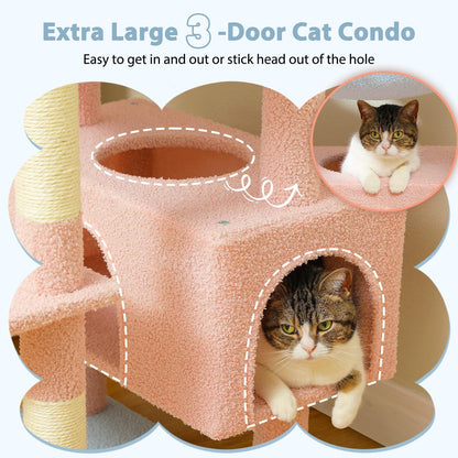 PAWZ Road Flower Cat Tree, 72 Inches Large Cat Tower with Steel Frame Hammock and 7 Scratching