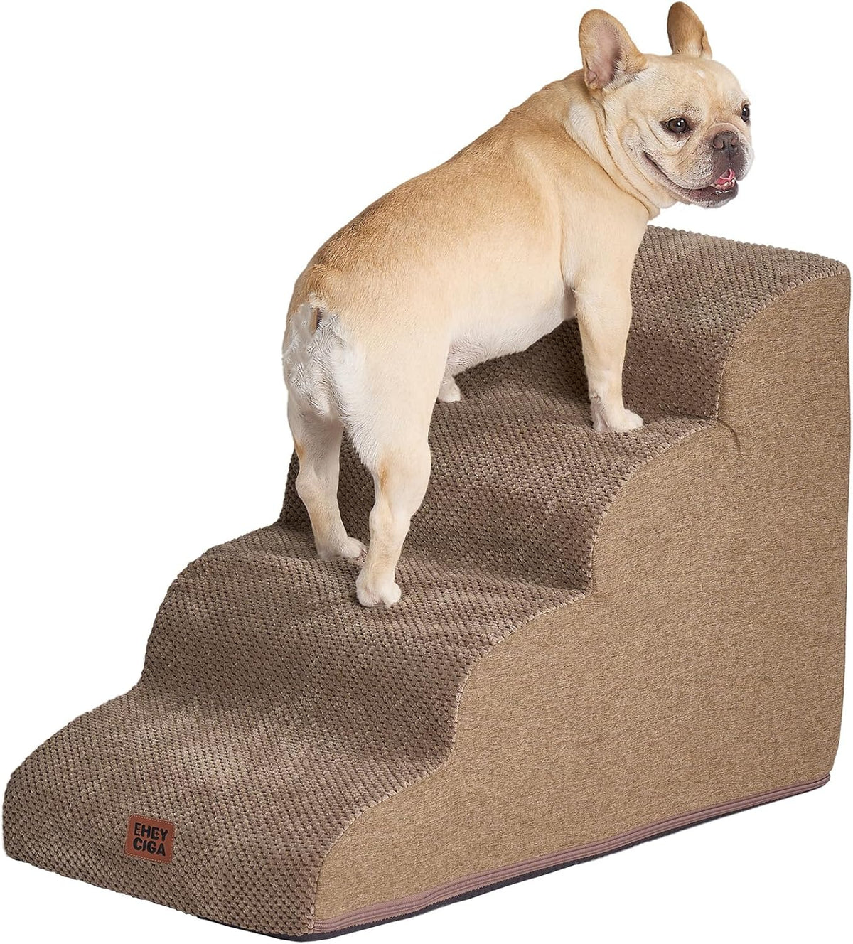 EHEYCIGA Curved Dog Stairs Ramp for High Beds 19.7" H, 4-Step Dog Steps for Small Dogs and Cats