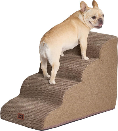 EHEYCIGA Curved Dog Stairs Ramp for High Beds 19.7" H, 4-Step Dog Steps for Small Dogs and Cats