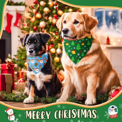 Chunful 30 Pcs Christmas Bandanas for Dogs Xmas Bandanas Bulk with Santa Snowflake Candy Cane