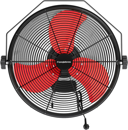 4580 CFM 18 inch High Velocity Wall Mounted Fan, 3-Speed Metal Fan with Sealed Motor, 360 Degree