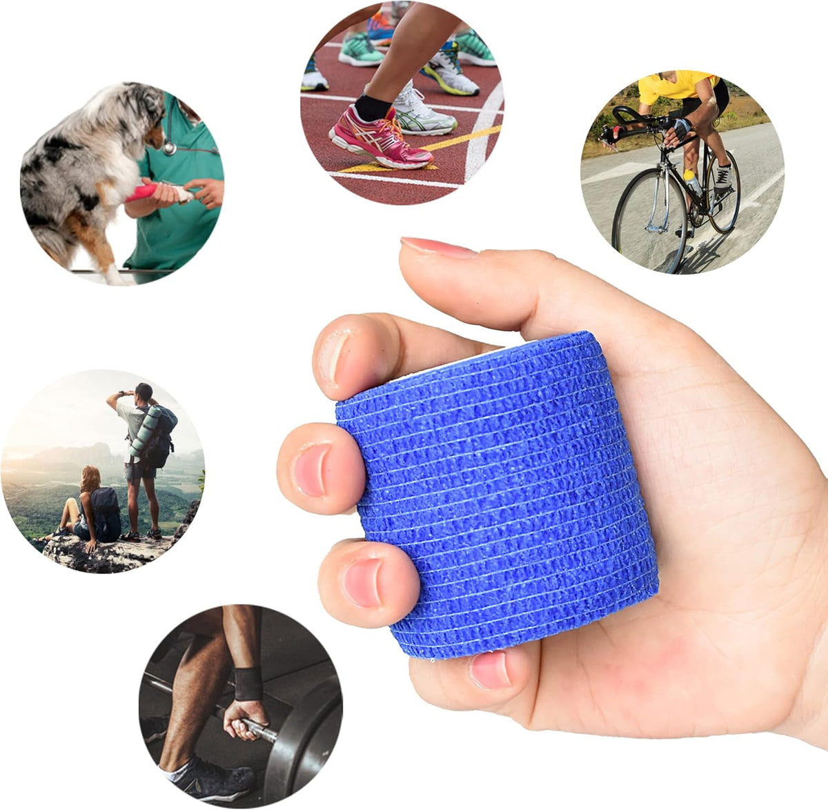 9 Pack 2" x 5 Yards Self Adhesive Bandage Wrap Self Stick Wrap for Ankle, Wrist, Finger, Sports