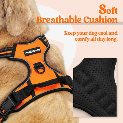 rabbitgoo Dog Harness No Pull with 2 Leash Clips, Adjustable Soft Padded, Reflective Oxford No